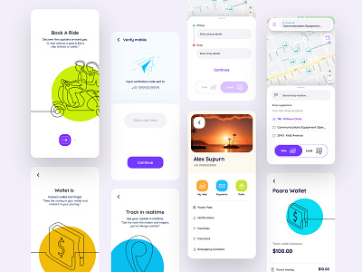 Book A Ride app app design auto automotive bold design card clean ui interactions map mobile rental app ride hailing ride sharing search travel app trip planner ui user experience user interface ux