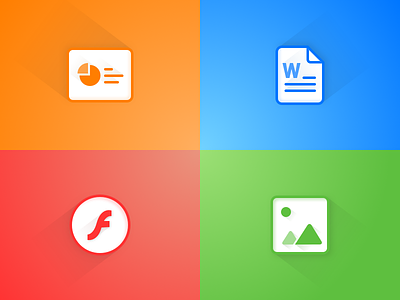Colorful Icons blue green icon orange red shadow
