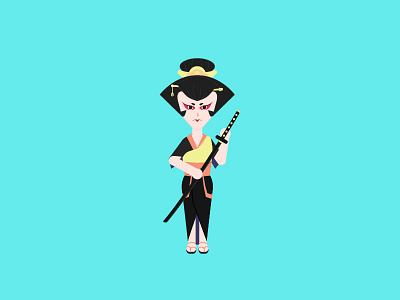 Girl who looks like geisha with a katana