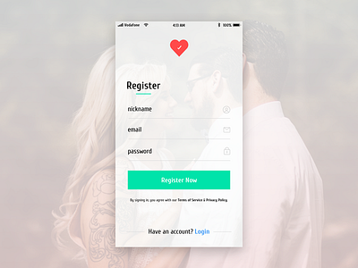 UX/UI Register Screen for Dating App app clean dating mobile