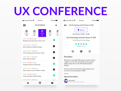 UX Conference | Talk & Schedule Screens app design event mobile ui ux