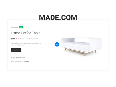 Made.com app coffee design furniture made table ui