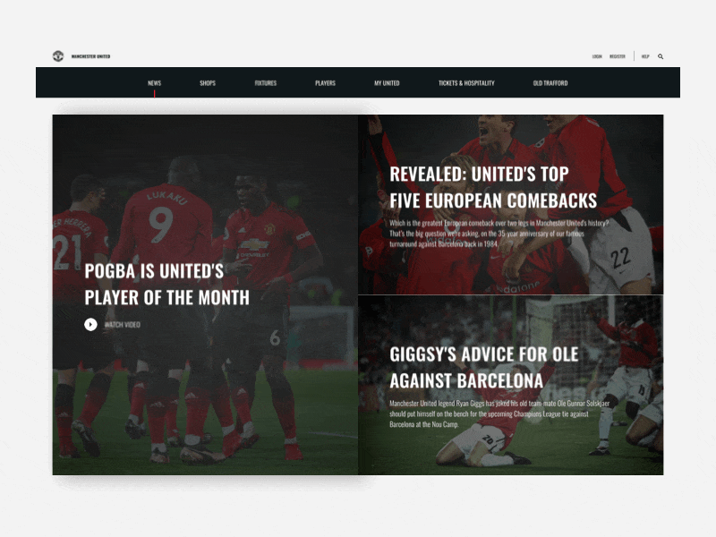 Man Utd | Video Player animation calcio football interaction manchester united principle soccer