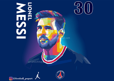 Lionel Messi Pop Art Style - PSG 30 caricature cartoon design football graphic design illustration lionel messi messi pop art psg soccer wpap