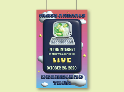 Mock Glass Animals Concert Poster design graphic design illustration poster vector