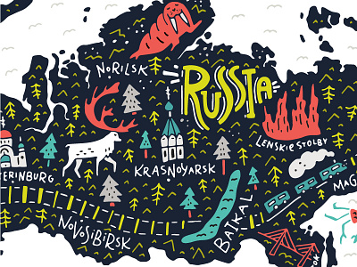 Illustrated map of Russia