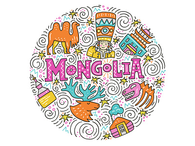 Mongolia Circle circle concept doodle drawing illustration mongolia outline swirles travel vector