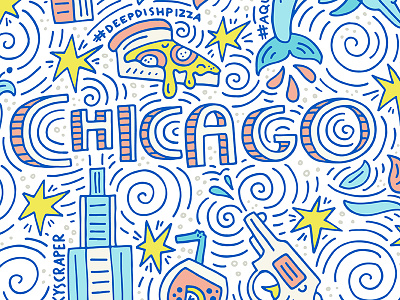 Vectorized Chicago Concept america chicago circle doodle drawing illustration ink outline symbols travel usa vector