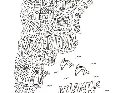 Map of Argentina: sketch argentina cartoon doodle drawing hand drawn illustration ink map outline sketch