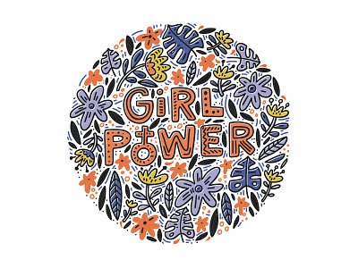 Girl Power - round concept girl handdrawn illustration lettering letters power quote typography vector words