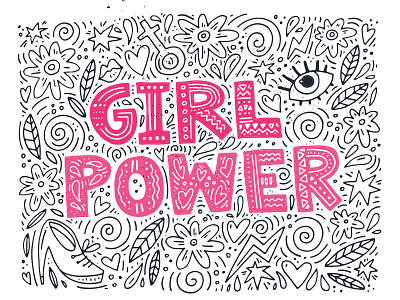 Girl Power girl handdrawn illustration lettering letters power quote typography vector words