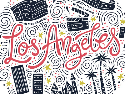 Los Angeles concept doodle handdrawn illustration lettering los angeles sketch