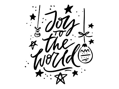 Joy To The World brush christmas hand drawn hand written holiday ink lettering quote xmas