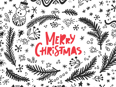 Merry Christmas brush christmas hand drawn hand written holiday ink lettering quote xmas