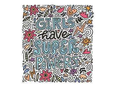Super Power feminist girl power hand drawn lettering power quote super typography woman