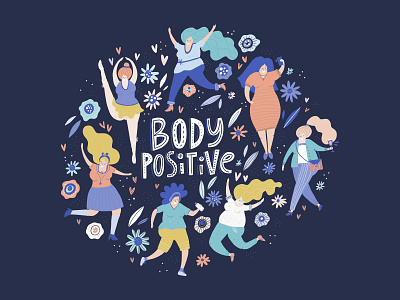 Body Positive body character different drawing fat flat hand drawn illustration lettering people positive woman