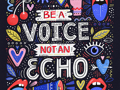 Be a Voice abstract cartoon concept design drawing feminism girl hand drawn handdrawn illustration ipadpro lettering poster power quote strong texture typography voice woman