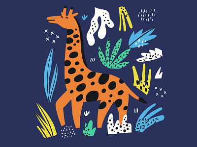 Hey Africa africa animal bold children cute doodle drawing giraffe hand drawn illustration kids poster