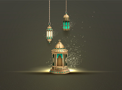 Golden Lanterns card design graphic design illustration image islamic lantern ramadan