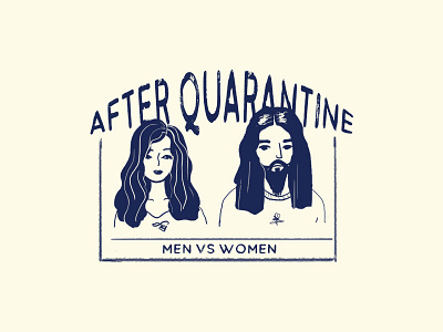 Men vs Women app art badge design dribbble hair hcmc illustration men quarantine typography vietnam vintage badge women