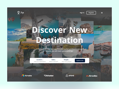 Travel Agency Landing Page agency booking design concept holiday homepage landing page logo tourism travel travel app travel guide traveling trip trip planner typography ui ux ux design vacation rentals web design