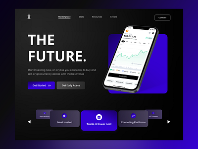 Cryptocurrency Exchange Landing page bitcoin blockchain crypto cryptocurrency darktheme landing page nft ui design ux web web design