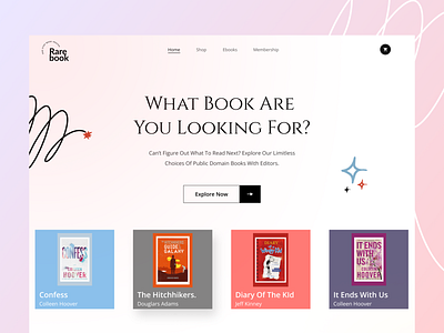 Rare books- E-commerce Landing page app buy creative e commerce e commerce ecommerce design ecommerce website design homepage landing page logo minimal online shop online store sell store app ui ux web website design