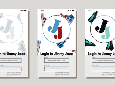 Jimmy Jazz Login Screen app branding design login login screen sneakers trainers ui uiux ux