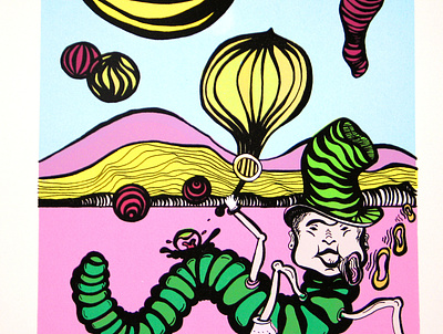 Rolling Hills art austin california design hooka illustration landscape neon colors printmaking psychodelic screenprint
