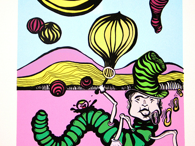 Rolling Hills art austin california design hooka illustration landscape neon colors printmaking psychodelic screenprint