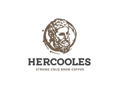 Hercules Coffee logo archetype beverage branding coffee head hercules hero logo mane masculinity mythology portrait