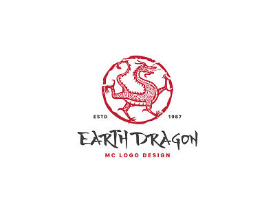 Dragon logo chinese classic culture dragon folklore illustration japanese linocut logo power traditional woodcut