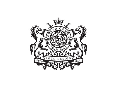 Horse Heraldry logo arabian crest financial services heraldry horse jewellery logo luxurious negative space realestate shield sword