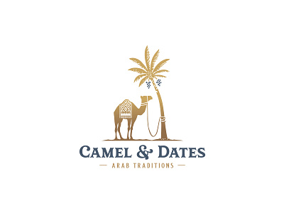camel and dates logo arab arabic branding camel classic dromedary food beverage illustration logo negative space restaurant