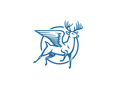 Flying Deer Logo Design animal branding buck classic deer fyling illustration logo mark negative space stag whitetail wings