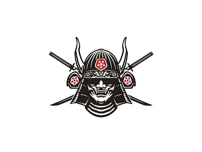 Samurai mask logo design branding classic illustration katana logo mark mask negative space ninja samurai shinobi sport sword sword logo vector warrior