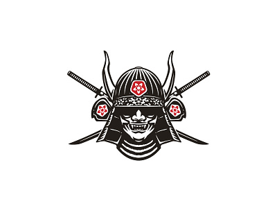 Samurai mask logo design branding classic illustration katana logo mark mask negative space ninja samurai shinobi sport sword sword logo vector warrior