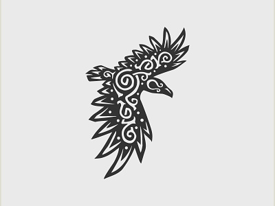 Norse raven logo design animal bird branding classic crow denmark finland illustration logo mark negative space nordic norse norway odin raven scandinavia sweden vector