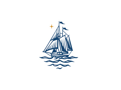 boat logo design adventure boat branding classic for sale illustration logo mark negative space ocean sailboat sailing sailor see ship vector