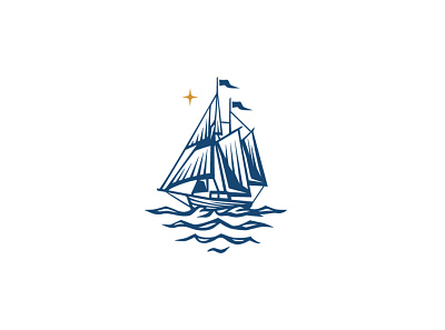 boat logo design adventure boat branding classic for sale illustration logo mark negative space ocean sailboat sailing sailor see ship vector