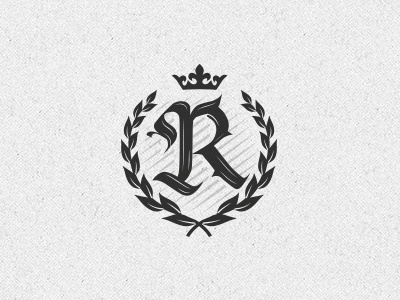 R monogram logo crown honour initial king laurel letter logo mark r wreath