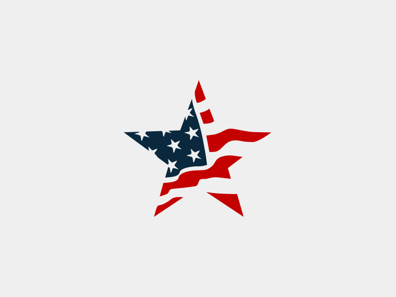 American star logo design vector, star of America with american flag inside  Stock Vector | Adobe Stock