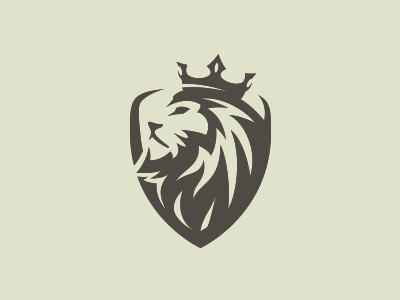 Lion King animal crown epic head king lion logo luxury mark negative space pride shield