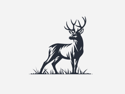 Deer animal antlers bow brown buck deer forest hunting logo mark