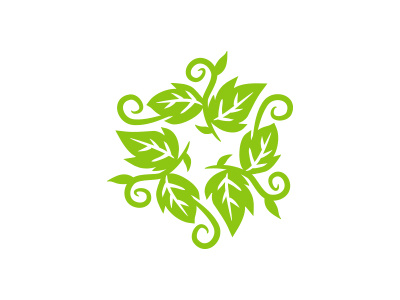 Leaf circle eco green hexagram leaf leaves logo mark minimalistic nature plant simple