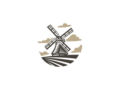 Windmill logo baker bakery bread clouds farm field flour logo mill pastry vintage windmill