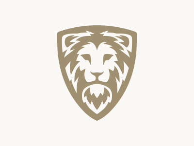 Lion shield logo animal force head lion logo mark power security shield strength