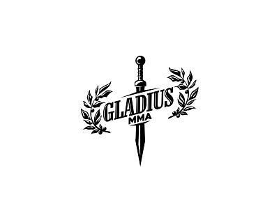 MMA logo fighting gladius gym illustration laurels logo mark mma spartan sport sword wreath