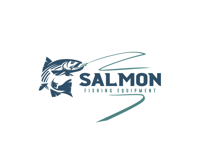 Fishing logo trout salmon sport fishing pole fishing rod equipment fish logo mark logo fishing fish