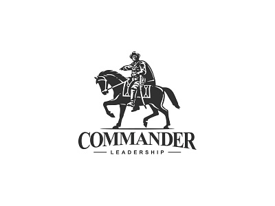 Commander logo commander general horse illustraion leader leadership logo mark negative space power rider strength